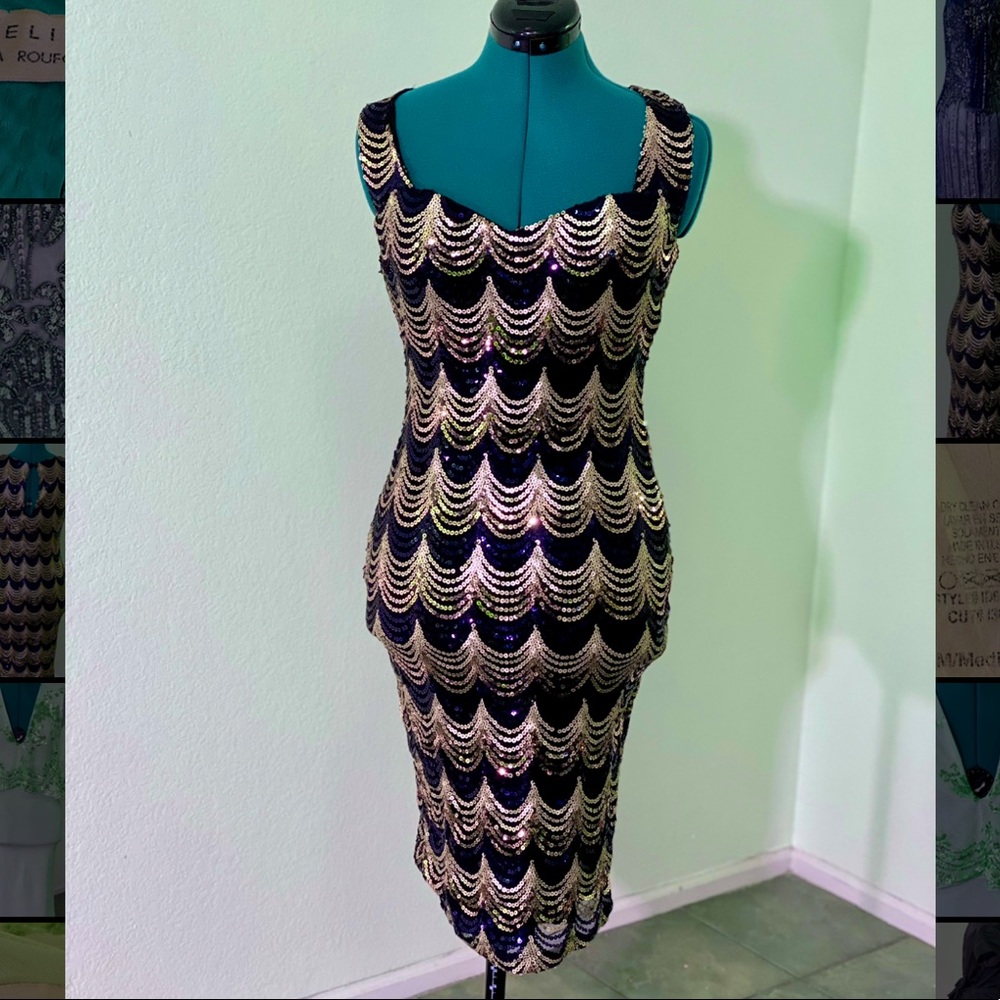 Fully sequined stretch cocktail dress